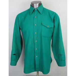 Vintage Pendleton Green Wool Button Front‎ Shirt Size M Destroyed Grunge Punk